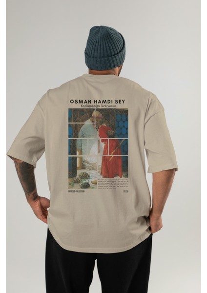 Osman Hamdi Bey Arka Baskılı Oversize T-Shirt Erkek Kadın Bisiklet Yaka Pamuk Tişort