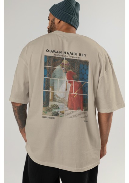 Osman Hamdi Bey Arka Baskılı Oversize T-Shirt Erkek Kadın Bisiklet Yaka Pamuk Tişort indirimleri