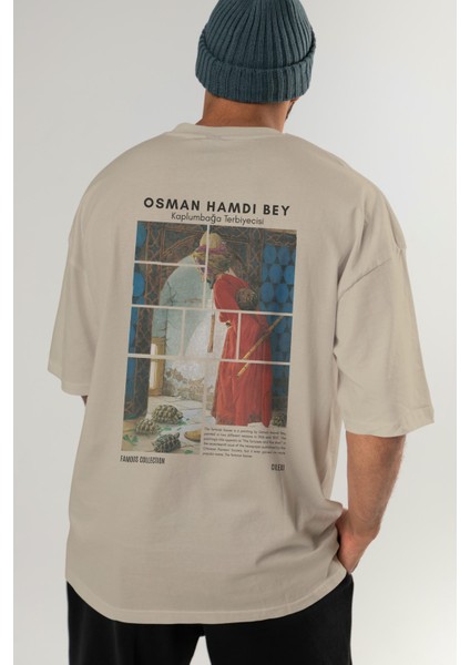 Osman Hamdi Bey Arka Baskılı Oversize T-Shirt Erkek Kadın Bisiklet Yaka Pamuk Tişort