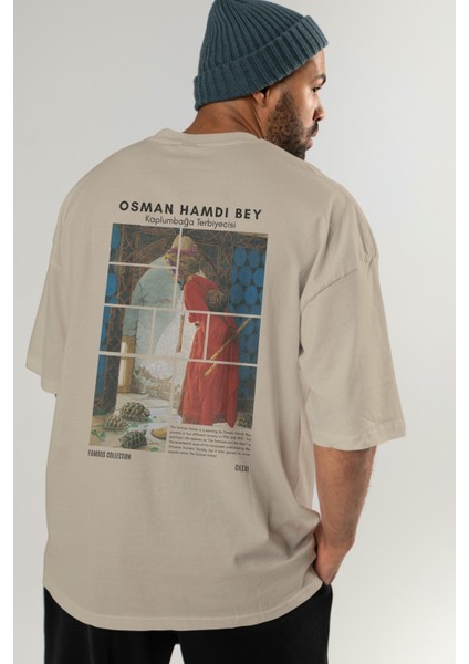 Osman Hamdi Bey Arka Baskılı Oversize T-Shirt Erkek Kadın Bisiklet Yaka Pamuk Tişort