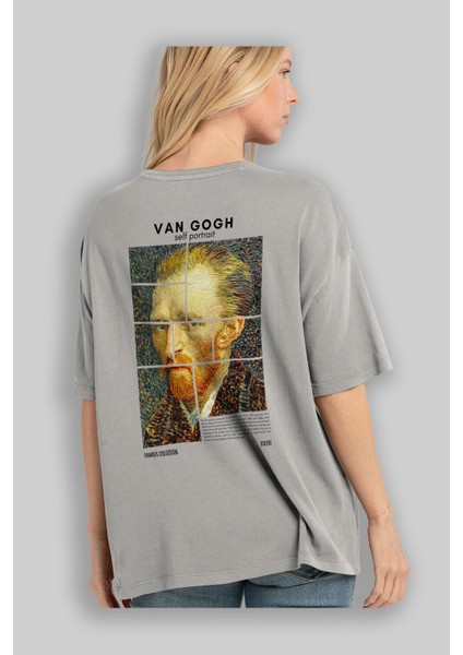 Van Gogh Self Portrait Arka Baskılı Oversize T-Shirt Erkek Kadın Bisiklet Yaka Pamuk Tişort modelleri
