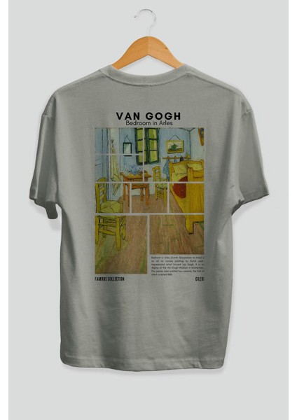 Van Gogh Arka Baskılı Oversize T-Shirt Erkek Kadın Bisiklet Yaka Pamuk Tişort fiyatları