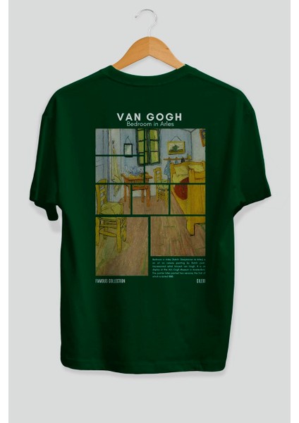 Van Gogh Arka Baskılı Oversize T-Shirt Erkek Kadın Bisiklet Yaka Pamuk Tişort fiyatları