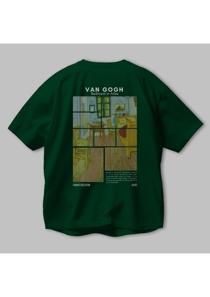 Van Gogh Arka Baskılı Oversize T-Shirt Erkek Kadın Bisiklet Yaka Pamuk Tişort modelleri