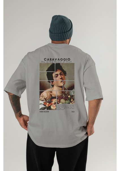 Caravaggio Boy Arka Baskılı Oversize T-Shirt Erkek Kadın Bisiklet Yaka Pamuk Tişort