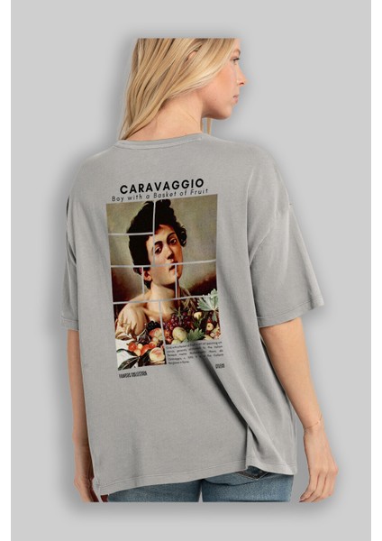 Caravaggio Boy Arka Baskılı Oversize T-Shirt Erkek Kadın Bisiklet Yaka Pamuk Tişort modelleri