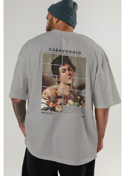 Caravaggio Boy Arka Baskılı Oversize T-Shirt Erkek Kadın Bisiklet Yaka Pamuk Tişort indirimleri