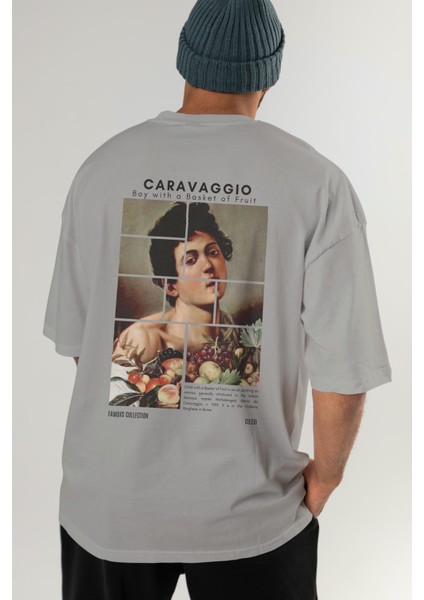 Caravaggio Boy Arka Baskılı Oversize T-Shirt Erkek Kadın Bisiklet Yaka Pamuk Tişort