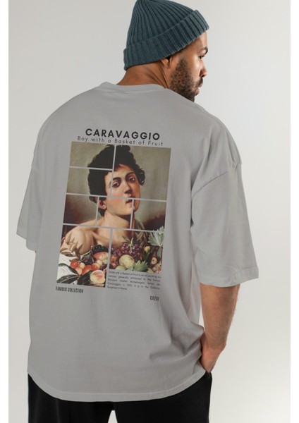 Caravaggio Boy Arka Baskılı Oversize T-Shirt Erkek Kadın Bisiklet Yaka Pamuk Tişort