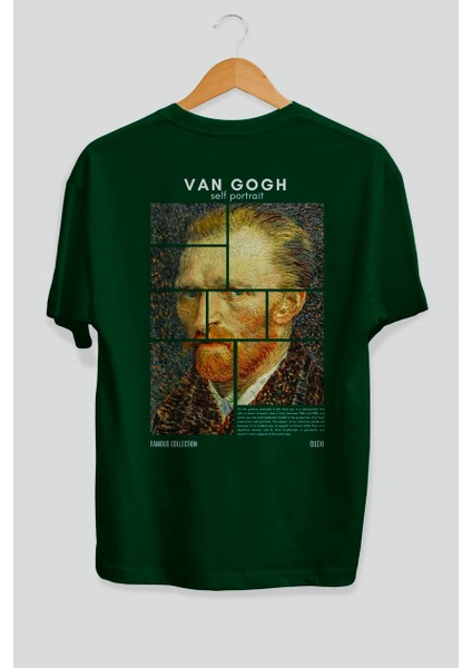Van Gogh Self Portrait Arka Baskılı Oversize T-Shirt Erkek Kadın Bisiklet Yaka Pamuk Tişort fiyatları