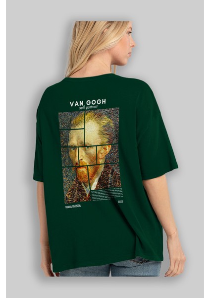 Van Gogh Self Portrait Arka Baskılı Oversize T-Shirt Erkek Kadın Bisiklet Yaka Pamuk Tişort fırsatları