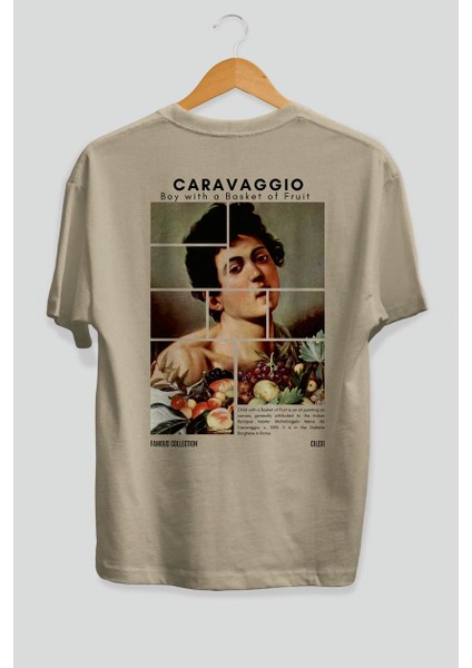Caravaggio Boy Arka Baskılı Oversize T-Shirt Erkek Kadın Bisiklet Yaka Pamuk Tişort fiyatları