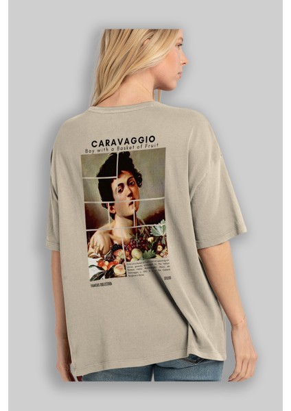 Caravaggio Boy Arka Baskılı Oversize T-Shirt Erkek Kadın Bisiklet Yaka Pamuk Tişort modelleri
