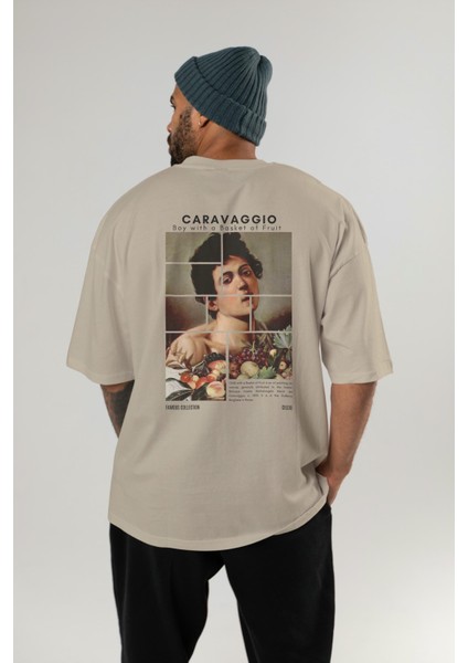 Caravaggio Boy Arka Baskılı Oversize T-Shirt Erkek Kadın Bisiklet Yaka Pamuk Tişort fırsatları