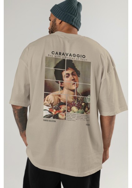 Caravaggio Boy Arka Baskılı Oversize T-Shirt Erkek Kadın Bisiklet Yaka Pamuk Tişort indirimleri