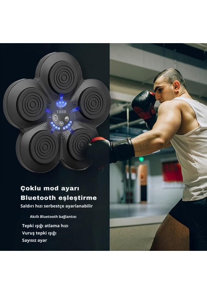 Boks Eğitim Makinesi Müzikli Duvara Monte Edilebilir Eldivenli Boks Padi Yetişkin Boks Egzersizi