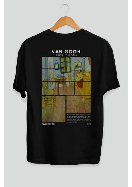 Van Gogh Arka Baskılı Oversize T-Shirt Erkek Kadın Bisiklet Yaka Pamuk Tişort fiyatları