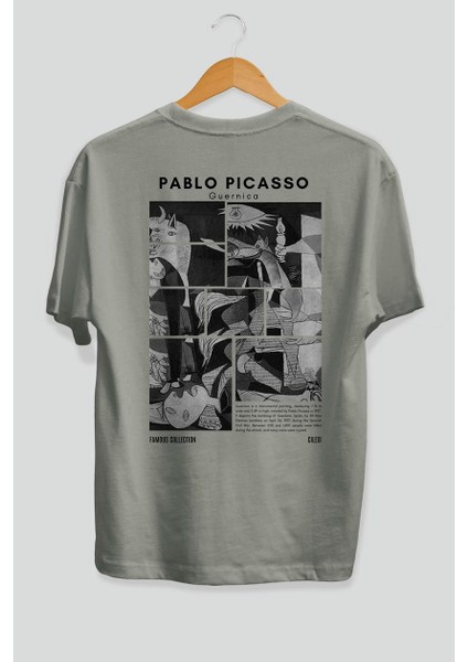 Pablo Picasso Guernica Arka Baskılı Oversize T-Shirt Erkek Kadın Bisiklet Yaka Pamuk Tişort fiyatları