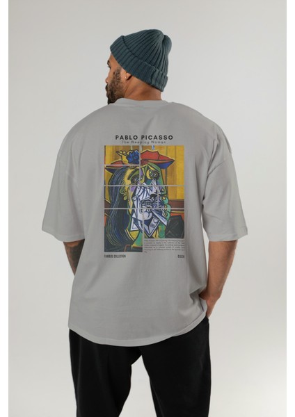 Pablo Picasso Arka Baskılı Oversize T-Shirt Erkek Kadın Bisiklet Yaka Pamuk Tişort fırsatları