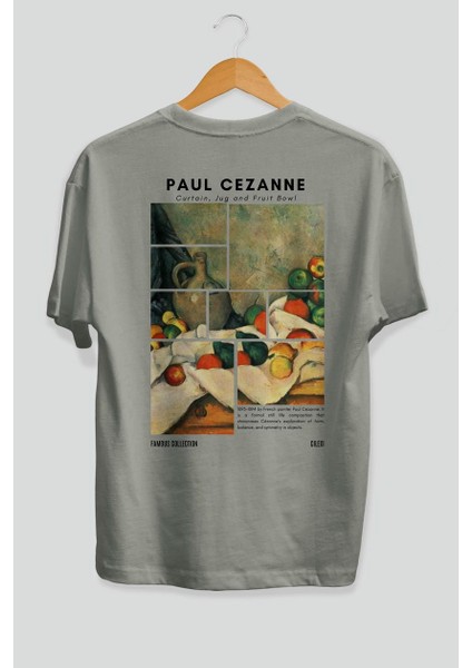 Paul Cezanne Curtain Arka Baskılı Oversize T-Shirt Erkek Kadın Bisiklet Yaka Pamuk Tişort fiyatları