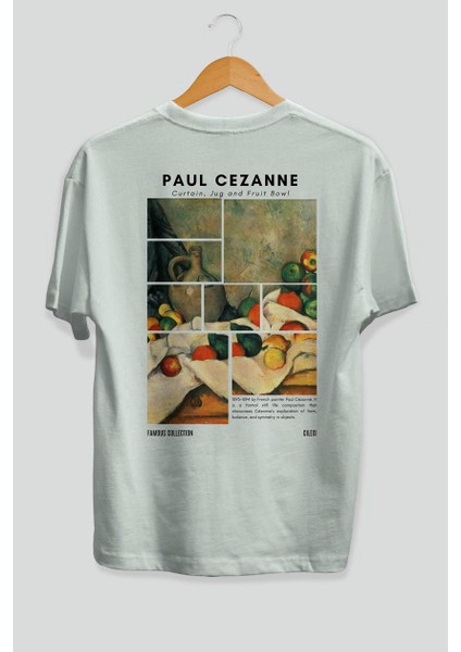 Paul Cezanne Curtain Arka Baskılı Oversize T-Shirt Erkek Kadın Bisiklet Yaka Pamuk Tişort fiyatları