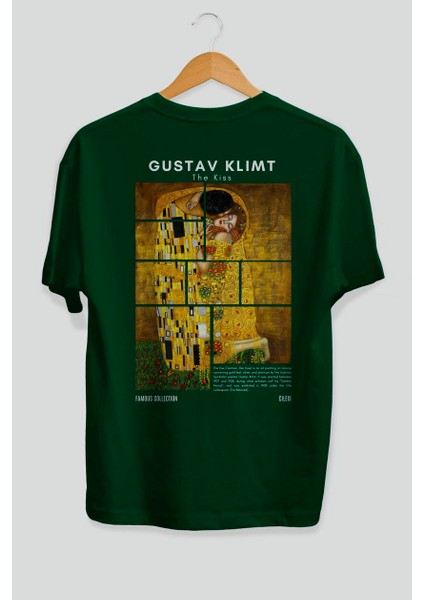 Gustav Klimt The Kiss Arka Baskılı Oversize T-Shirt Erkek Kadın Bisiklet Yaka Pamuk Tişort fiyatları