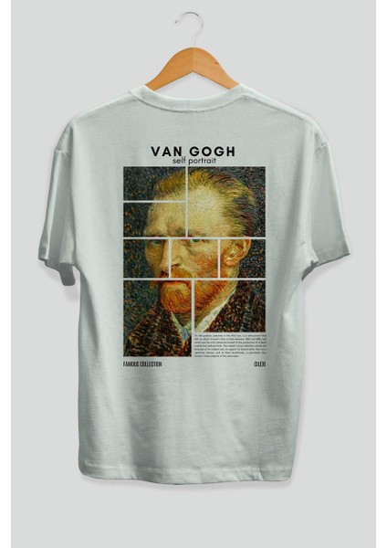 Van Gogh Self Portrait Arka Baskılı Oversize T-Shirt Erkek Kadın Bisiklet Yaka Pamuk Tişort fiyatları
