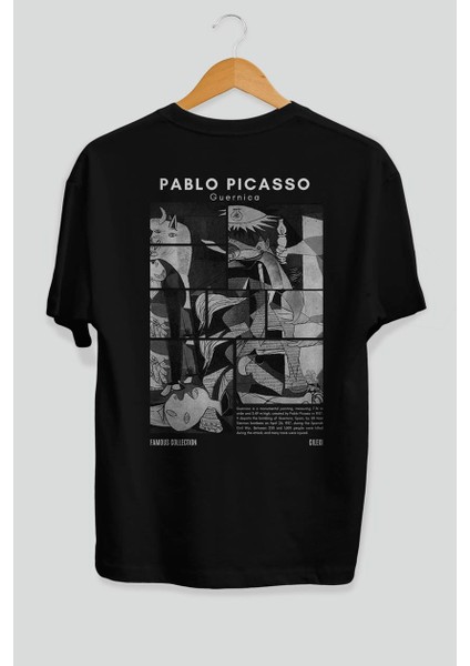 Pablo Picasso Guernica Arka Baskılı Oversize T-Shirt Erkek Kadın Bisiklet Yaka Pamuk Tişort fiyatları