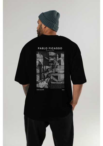 Pablo Picasso Guernica Arka Baskılı Oversize T-Shirt Erkek Kadın Bisiklet Yaka Pamuk Tişort indirimleri