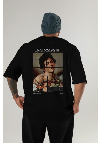 Caravaggio Boy Arka Baskılı Oversize T-Shirt Erkek Kadın Bisiklet Yaka Pamuk Tişort