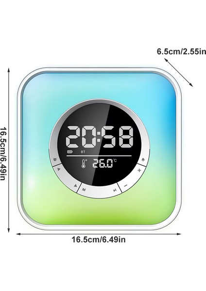 Rgb Işıklı Kare Dijital Saat – Alarm, Bluetooth Hoparlör, Termometre, Gece Lambası fırsatları