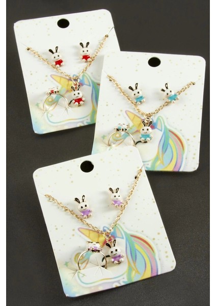 Tavşan Mineli Set Kolye