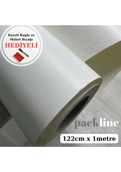 Marketing Dekoratif Dokulu Kendinden Yapışkanlı Kaplama Folyosu Beyaz 122CM x 1metre