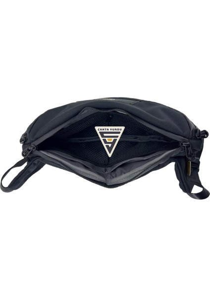 Şık Çift Gözlü Xxl Bel Çantası, Siyah Renk, Kullanışlı ve Rahat Tasarım