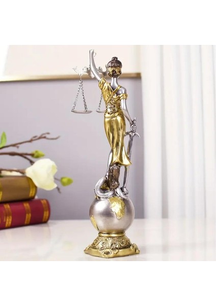 Themis Adalet Terazisi Heykeli ve Dünya Biblo Gümüş 24CM fiyatları