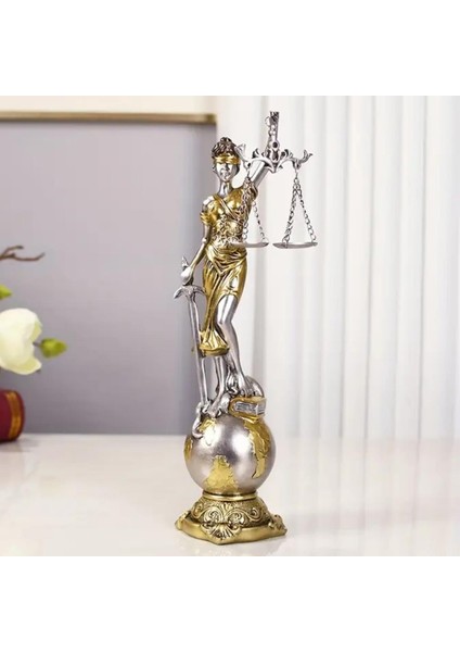 Themis Adalet Terazisi Heykeli ve Dünya Biblo Gümüş 24CM modelleri