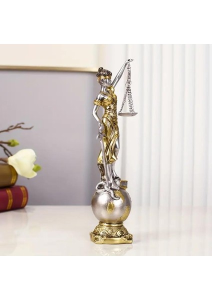 Themis Adalet Terazisi Heykeli ve Dünya Biblo Gümüş 24CM fırsatları