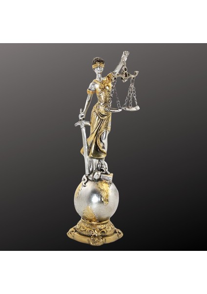 Themis Adalet Terazisi Heykeli ve Dünya Biblo Gümüş 24CM indirimleri