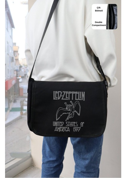 Siyah Unisex Rock Temalı Postacı Çantası, Günlük Kullanım Için Şık ve Rahat fiyatları