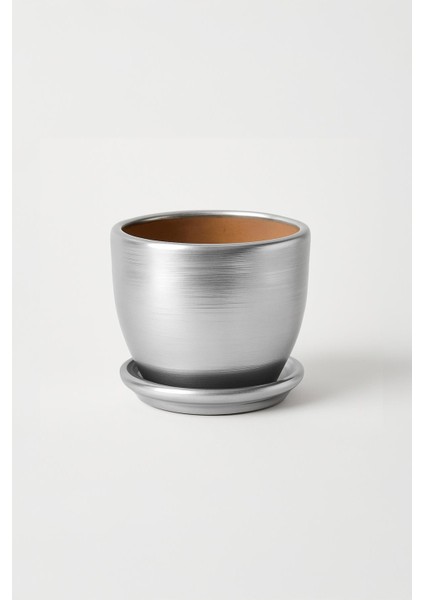 Tabaklı Gümüş Çömlek Saksı 19X19 cm fiyatları