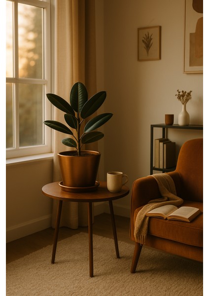 Tabaklı Bronz Konik Çömlek Saksı 16x16 Cm