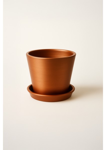 Tabaklı Bronz Konik Çömlek Saksı 16x16 Cm fiyatları