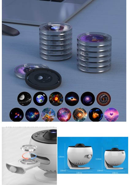 Hd Kaliteli 12 Film Disk Galaksi Projektörü LED Gökyüzü Projeksiyon Yıldızlı Masa ve Gece Lambası fırsatları