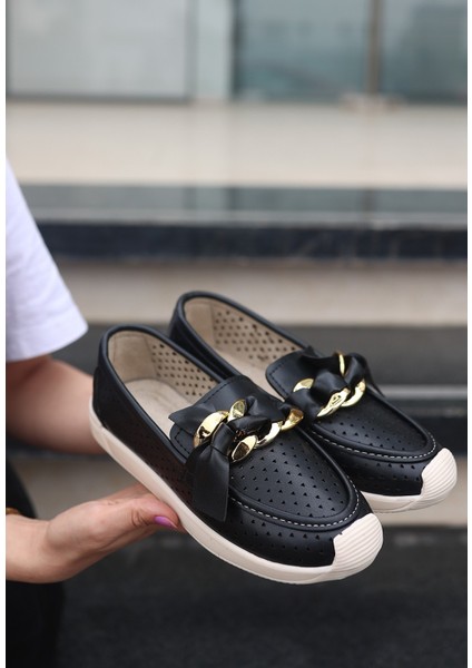 Bernishoes Riwan Siyah Cilt Babet Ayakkabı