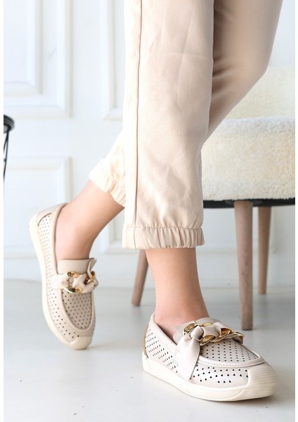 Bernishoes Riwan Bej Cilt Babet Ayakkabı modelleri