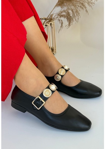 Bernishoes Koope Siyah Cilt Babet Ayakkabı