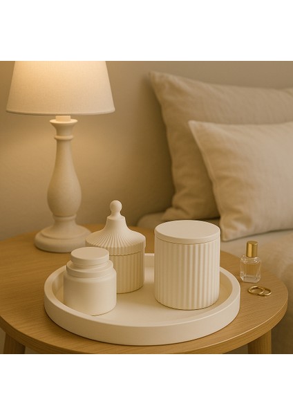 Modern Dekoratif 6’lı Set – El Yapımı Tepsi, Kapaklı Kutu ve Kavanoz – Minimalist Ev & Banyo Aksesuarı fiyatları