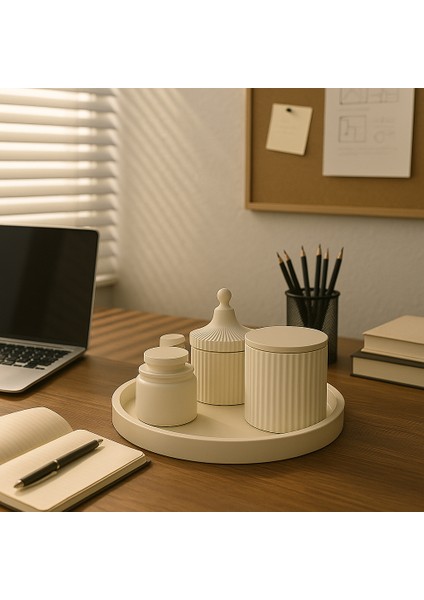 Modern Dekoratif 6’lı Set – El Yapımı Tepsi, Kapaklı Kutu ve Kavanoz – Minimalist Ev & Banyo Aksesuarı modelleri