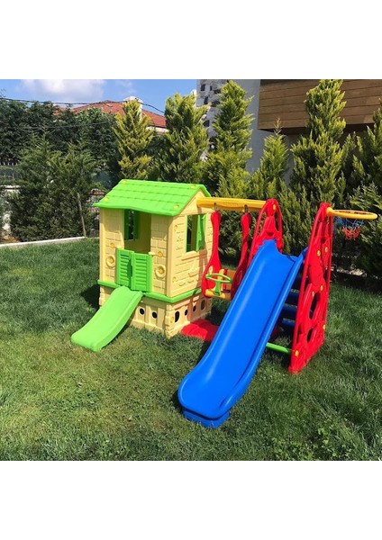3'ü 1 Arada Büyük Bahçe Oyun Evi Seti - Kaydırak + Salıncak + Evcilik Evi | Çocuk Aktivite Parkı (2 Yaş ve Üzeri) modelleri