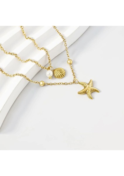 Gold Zincir 2'li Zarif Kolye modelleri